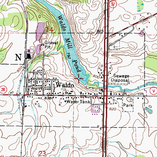 Topographic Map of Onion River Dam, WI