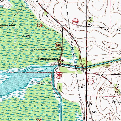 Topographic Map of Sheboygan Marsh 2 WP 319 Dam, WI