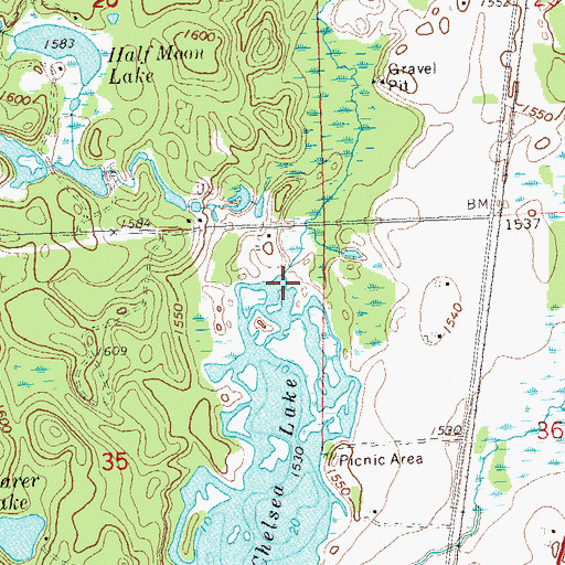 Topographic Map of Chelsea Lake, WI
