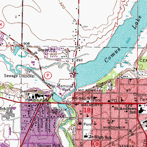 Topographic Map of Delavan 3WR1282 Dam, WI
