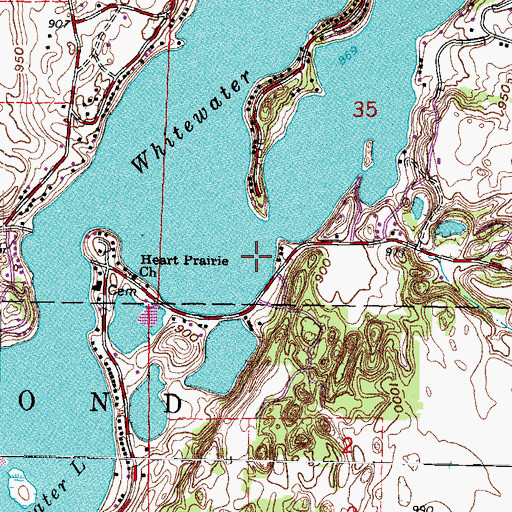 Topographic Map of Whitewater Lake 70, WI