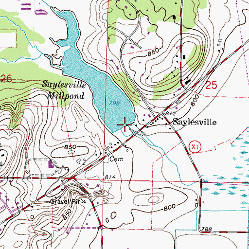 Topographic Map of Saylesville Roller Mill Dam, WI