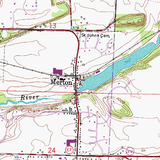 Topographic Map of Merton Rolling Mill E-4528 Dam, WI