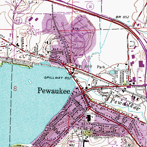 Topographic Map of Pewaukee Hi.2 Dam, WI