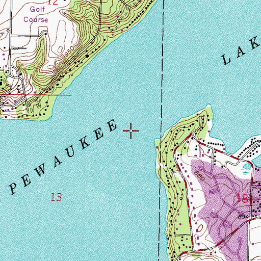 Topographic Map of Pewaukee Lake 27.6, WI