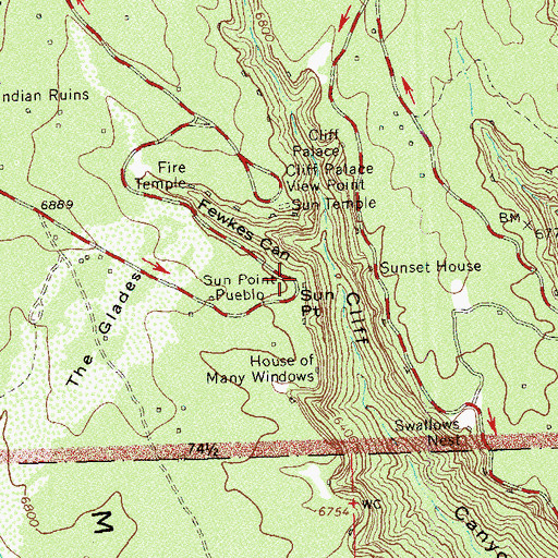 Topographic Map of Sun Point Pueblo, CO