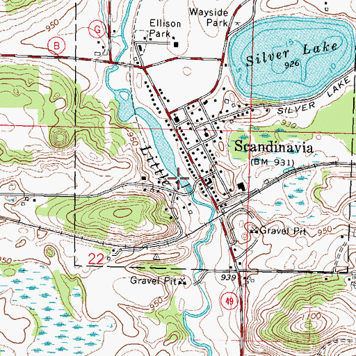 Topographic Map of Scandinavia Dam, WI