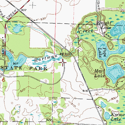 Topographic Map of Hartman Creek Number One Dam, WI