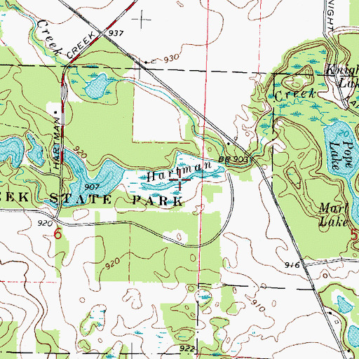 Topographic Map of Hartman Lake 3, WI