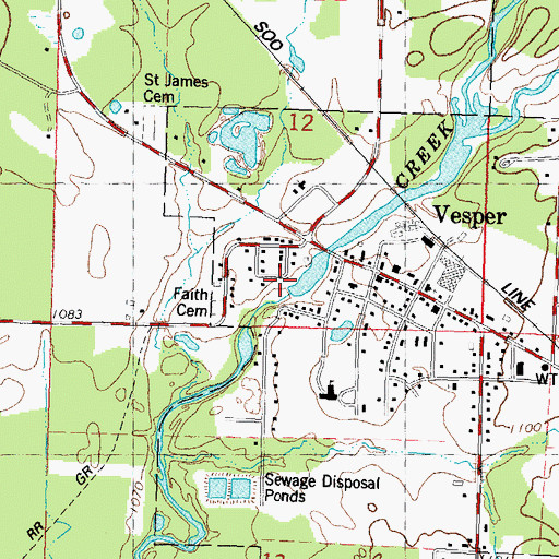 Topographic Map of Vesper Pond 38, WI