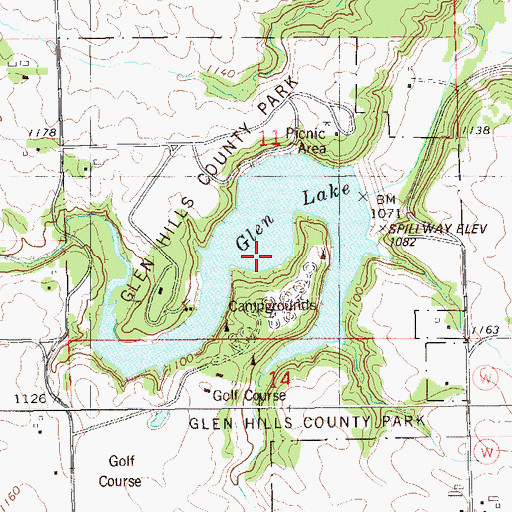 Topographic Map of Glen Lake, WI