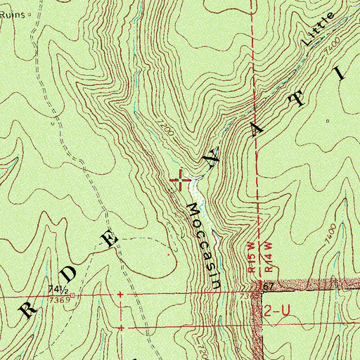 Topographic Map of Little Moccasin Canyon, CO