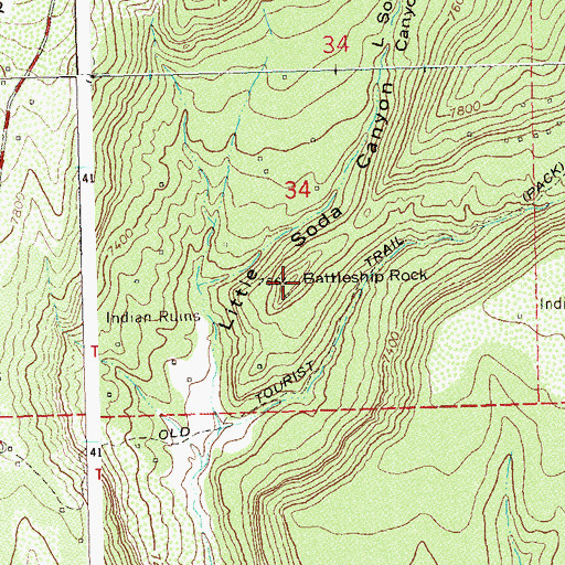 Topographic Map of Battleship Rock, CO