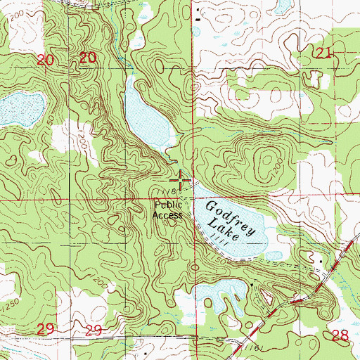 Topographic Map of Godfrey Lake 1, WI
