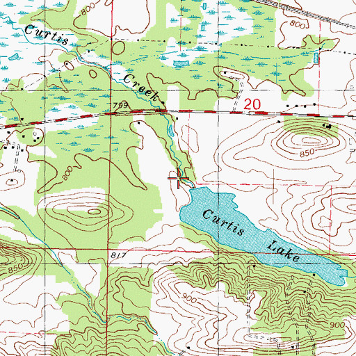 Topographic Map of Curtis 2WP1601 Dam, WI