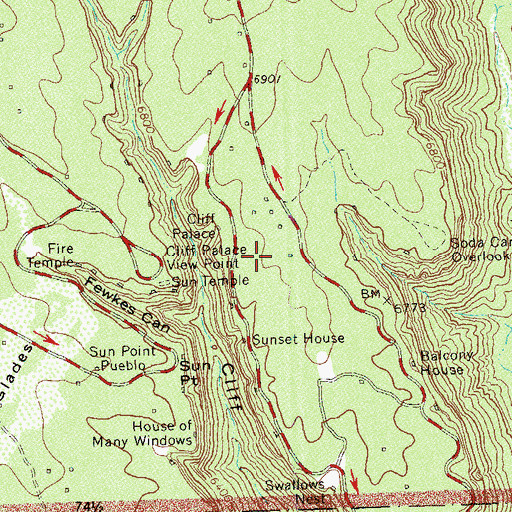 Topographic Map of Fire Temple, CO