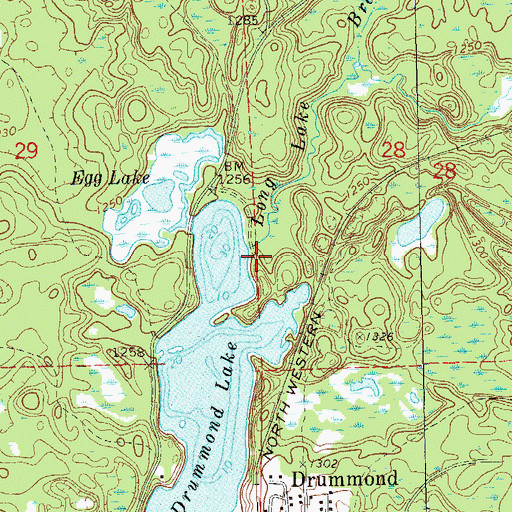 Topographic Map of Drummond Lake 2WP1339 Dam, WI