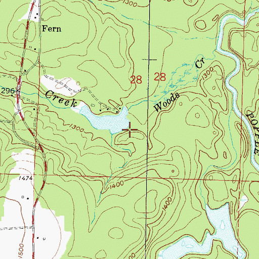 Topographic Map of Woods Creek 2WP656 Dam, WI