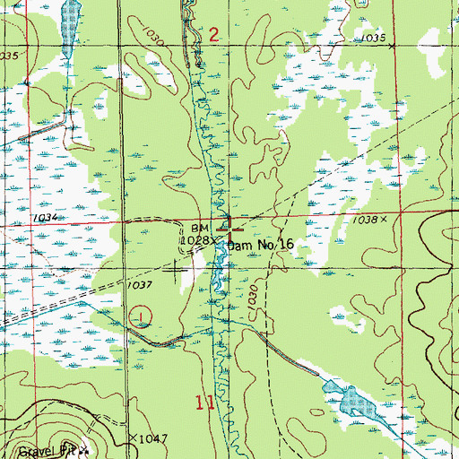 Topographic Map of Clark County 16 Dam, WI