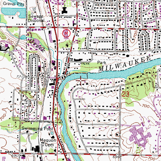 Topographic Map of Thiensville 2WP535 Dam, WI