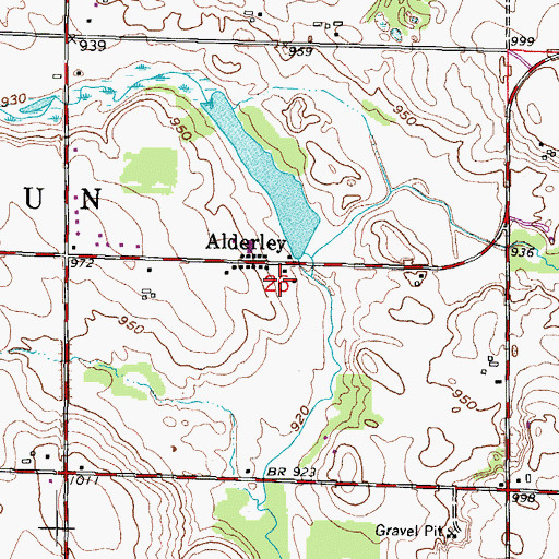 Topographic Map of Alderly Mill 1866c-71 Dam, WI