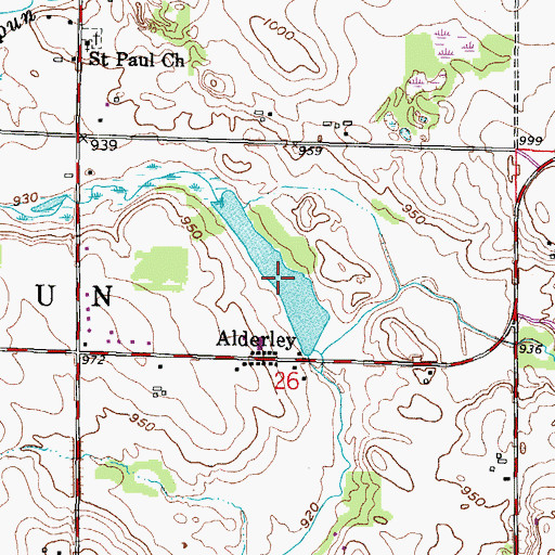 Topographic Map of Alderley Millpond, WI