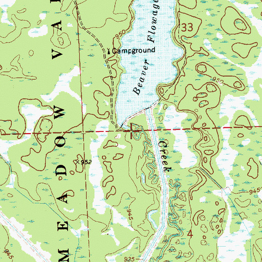 Topographic Map of Beaver Flowage 68, WI