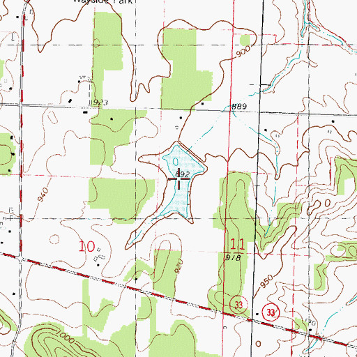 Topographic Map of Huey Duck Lake 1, WI