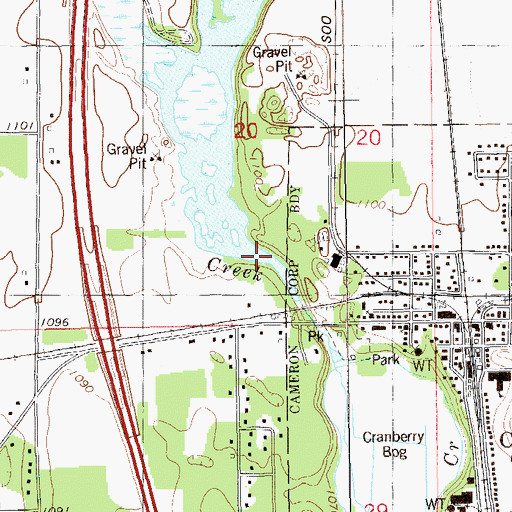 Topographic Map of Cameron Flowage, WI