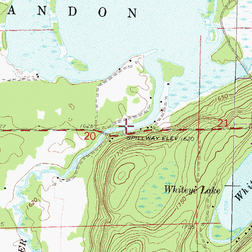 Topographic Map of Little Rice Lake 2WP209 Dam, WI