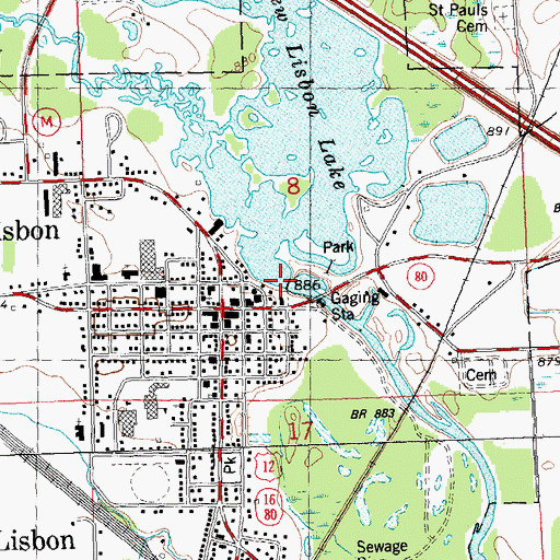 Topographic Map of New Lisbon 2WP254 Dam, WI