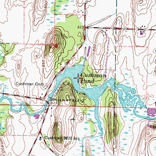 Topographic Map of Cushman Lake 122, WI