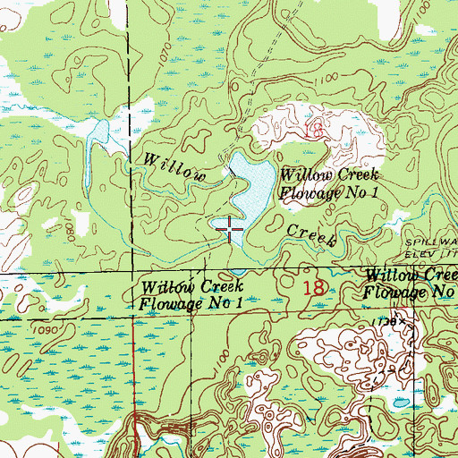 Topographic Map of Willow Creek Flowage 1, WI
