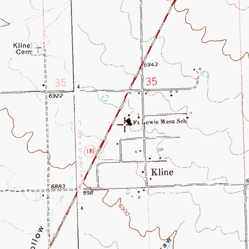 Topographic Map of Fort Lewis Mesa Elementary School, CO