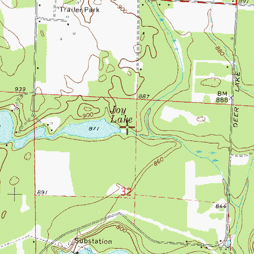 Topographic Map of Kiss Lake, WI
