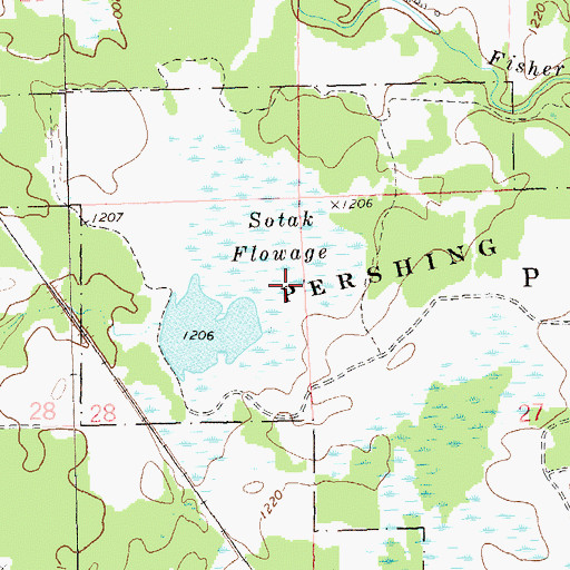 Topographic Map of Sotak Flowage G12.575 Dam, WI