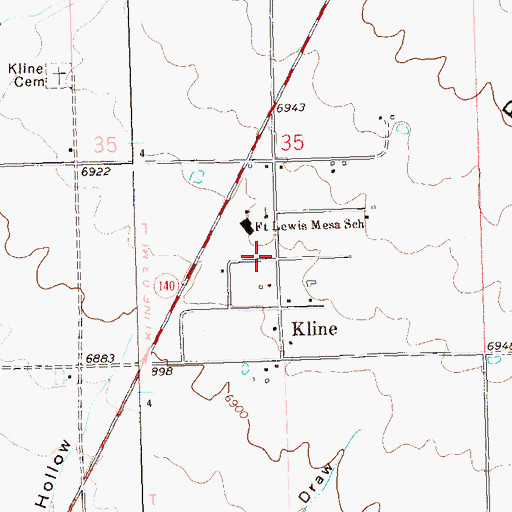 Topographic Map of Kline, CO