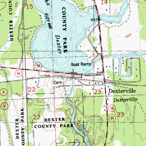 Topographic Map of Dexterville 2WP1566 Dam, WI