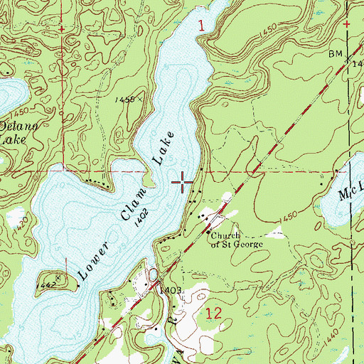 Topographic Map of Lower Clam Lake Dam, WI