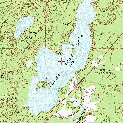 Topographic Map of Lower Clam Lake 16, WI