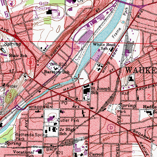 Topographic Map of Saratoga Lake 120, WI