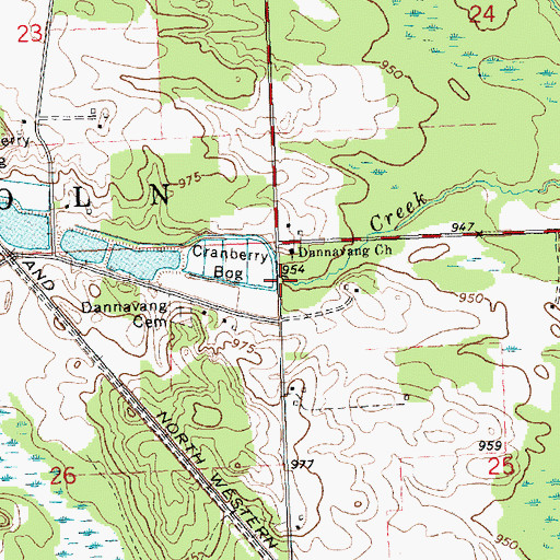 Topographic Map of Johnson C 12033 Dam, WI
