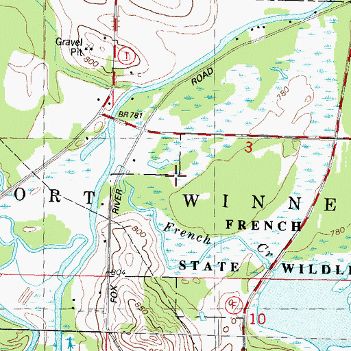 Topographic Map of French Creek Wildlife Refuge 2WP1497 Dam, WI