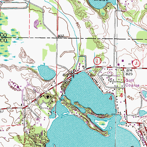 Topographic Map of Lake Beulah Dam, WI