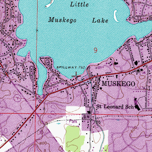 Topographic Map of Little Muskego Dam, WI