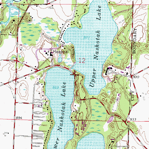 Topographic Map of Upper Nashotah Dam, WI