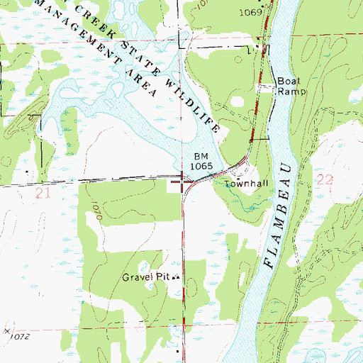 Topographic Map of Washington Creek Wildlife Area Dam, WI
