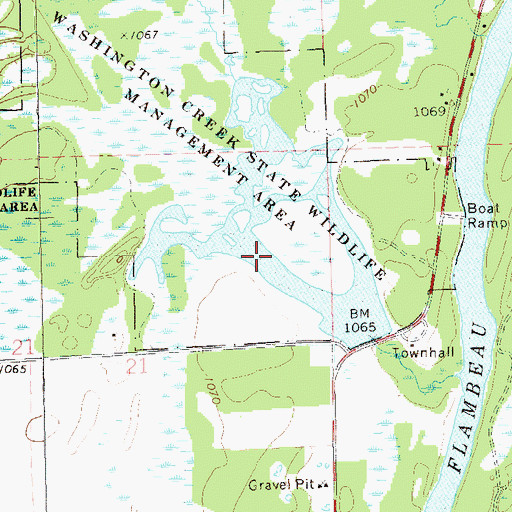 Topographic Map of Washington Creek Flowage, WI