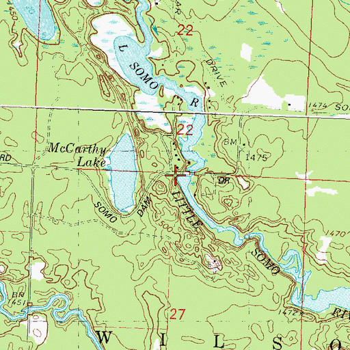 Topographic Map of Little Somo River 2WP464 Dam, WI