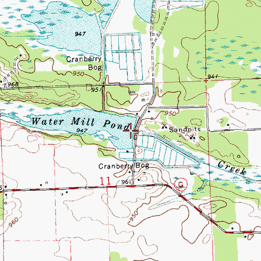 Topographic Map of Water Mill Dam, WI